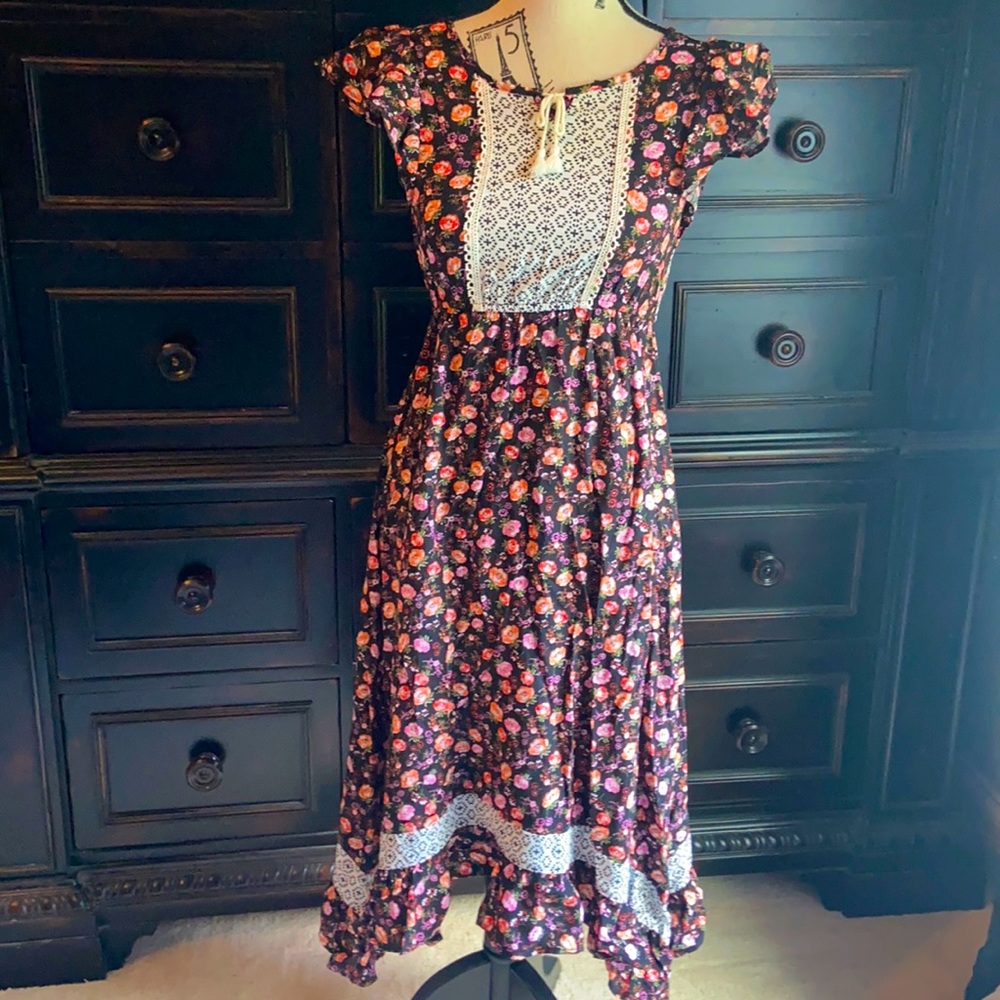MIDI Black flower dress for girls